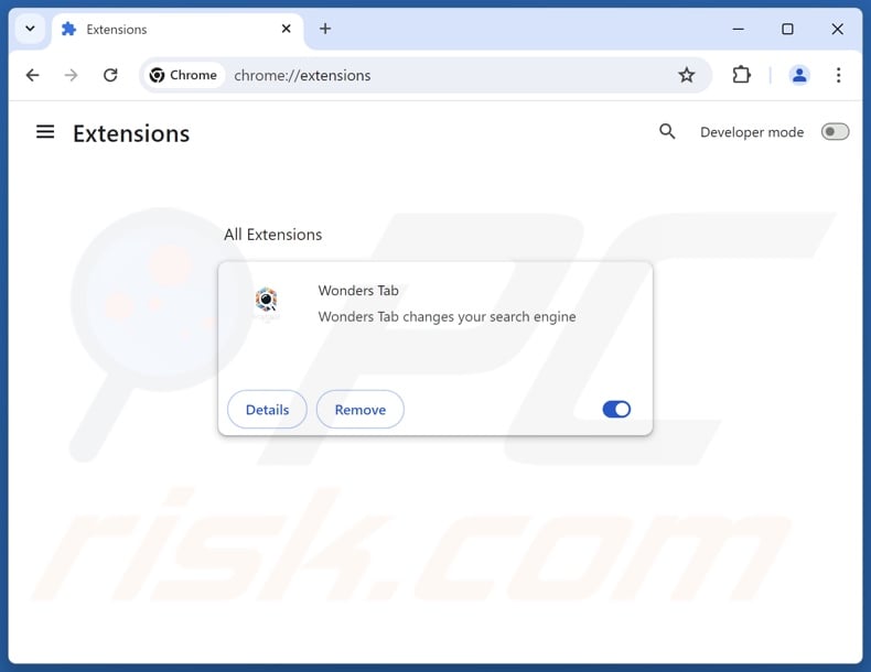 Aan wonderstab.com gerelateerde Google Chrome-extensies verwijderen