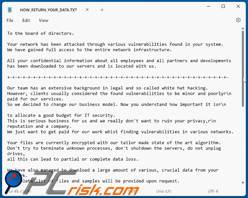 El Dorado ransomware tekstbestand (HOW_RETURN_YOUR_DATA.TXT)