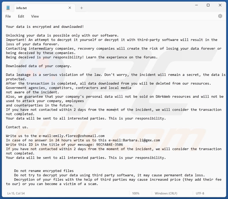 Lexus ransomware tekstbestand (info.txt)