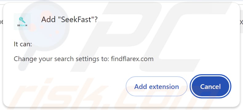 SeekFast browser hijacker vraagt om toestemming