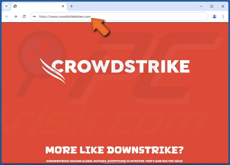 CrowdStrike oplichtingswebsite die Crowdstrike token promoot