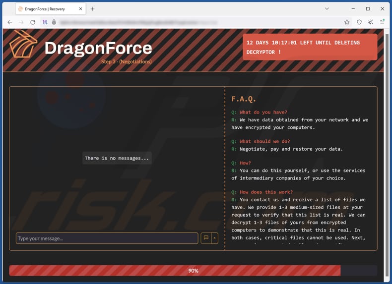 DragonForce ransomware contact website