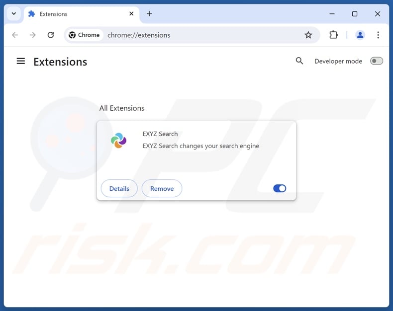 Exyzsearch.com gerelateerde Google Chrome-extensies verwijderen