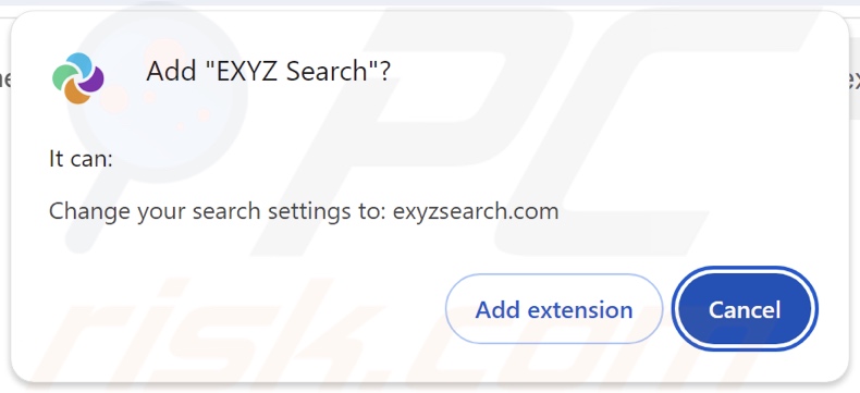 EXYZ Search browser hijacker vraagt om toestemming