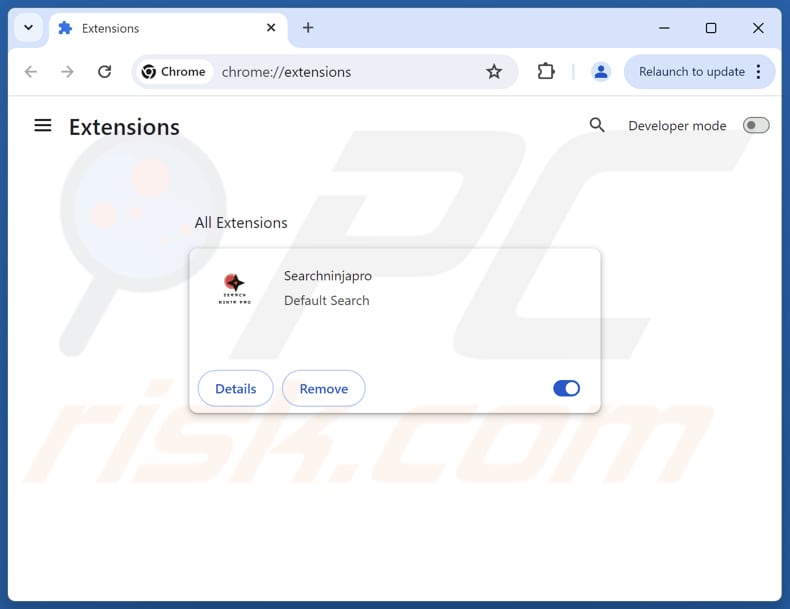 Verwijderen van searchninjapro.com gerelateerde Google Chrome-extensies
