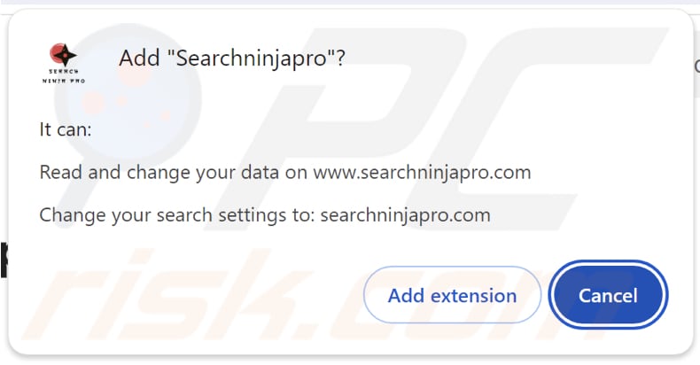 Searchninjapro browser hijacker vraagt om machtigingen