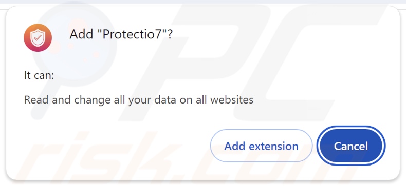 Protectio7 browser hijacker vraagt om machtigingen