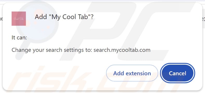 My Cool Tab browser hijacker vragen om toestemming