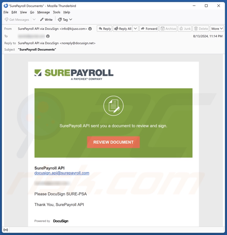 SurePayroll spam e-mailcampagne