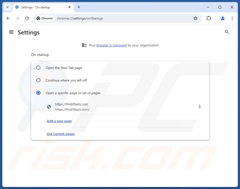 Finditfasts.com verwijderen uit de startpagina van Google Chrome