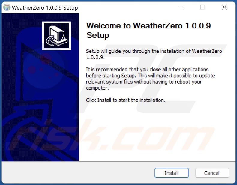 WeatherZero PUA installatie setup