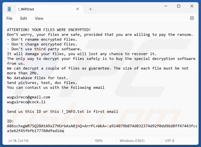 Bixi ransomware losgeldbrief (!_INFO.txt)