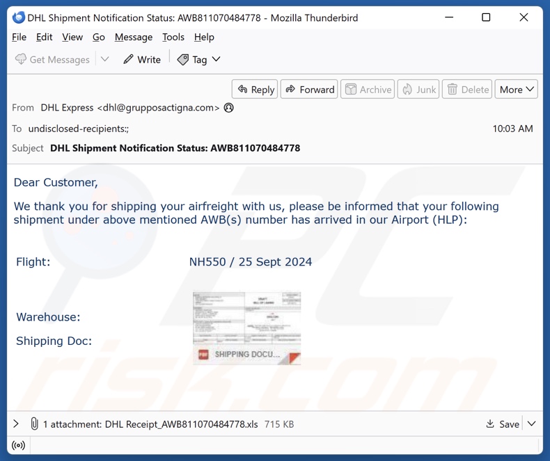 DHL Airfreight malspam