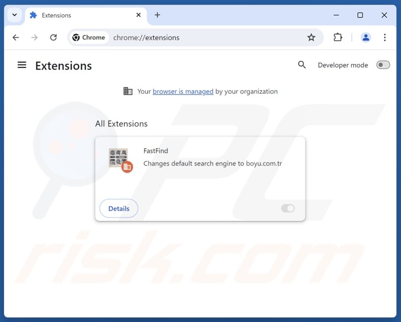 Aan findflarex.com gerelateerde Google Chrome-extensies verwijderen