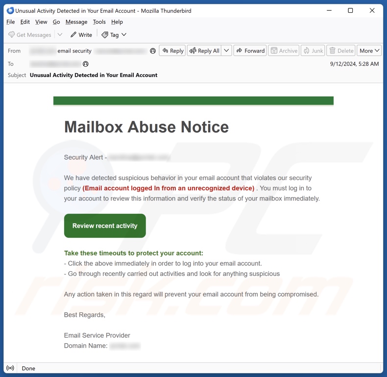 Mailbox Abuse Notice spam e-mailcampagne