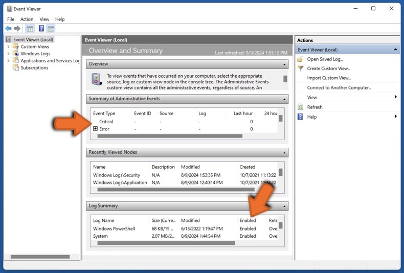 tech support zwendel event viewer