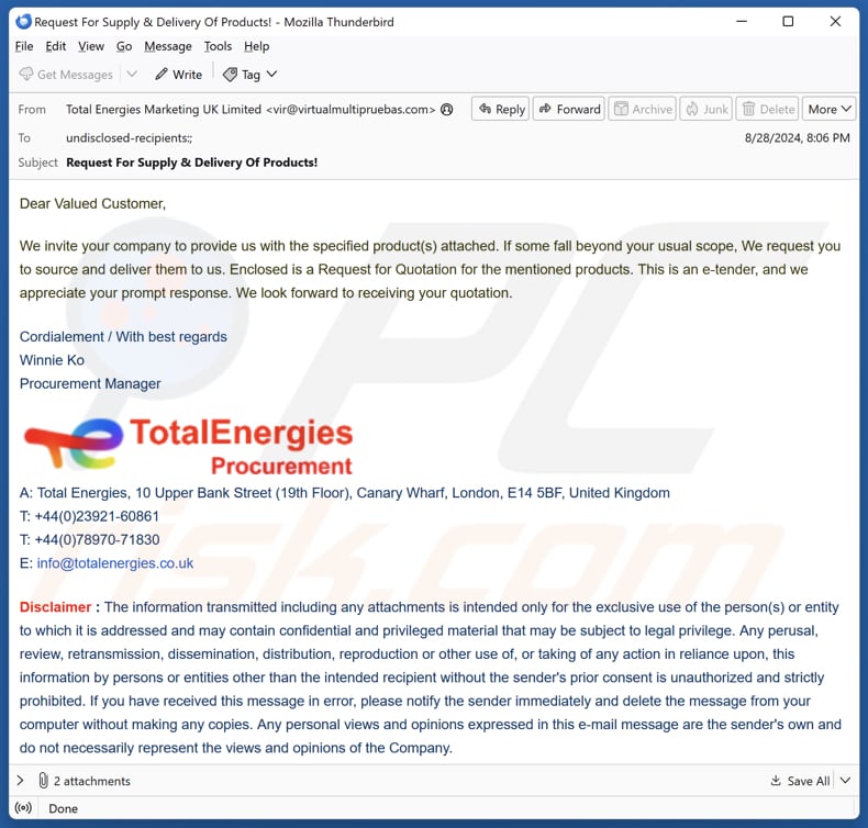 TotalEnergies spam e-mailcampagne