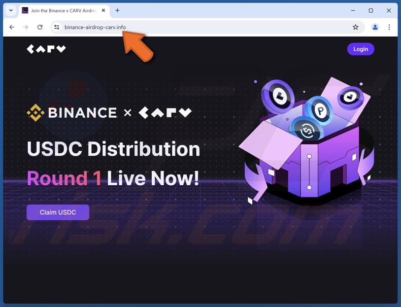 Binance USDC Distribution oplichterij