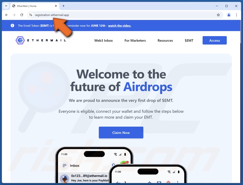 EtherMail ($EMT) Airdrop oplichterij