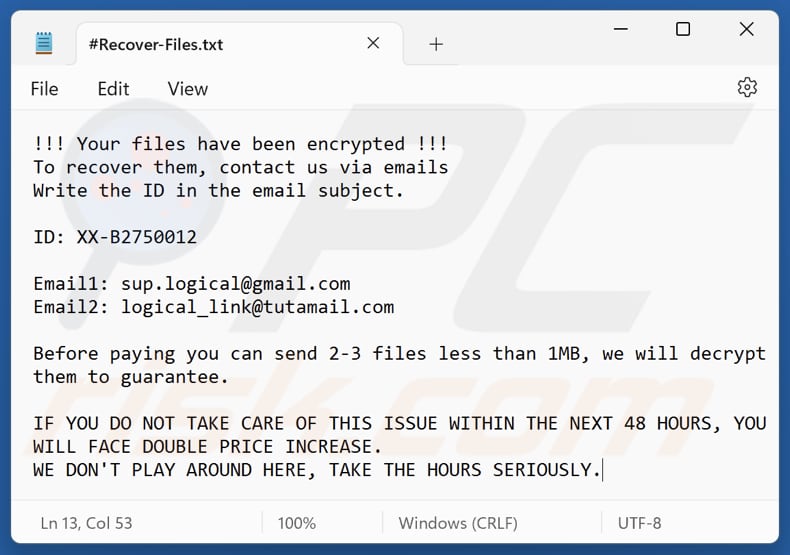 Hawk ransomware tekstbestand (#Recover-Files.txt)