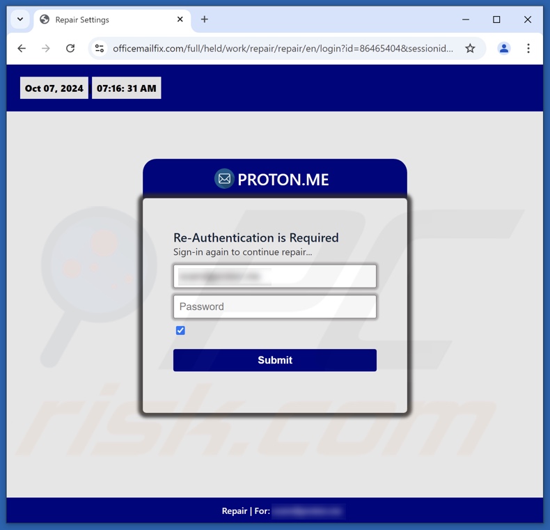 Proton.me bedrieglijke e-mail gepromote phishingsite