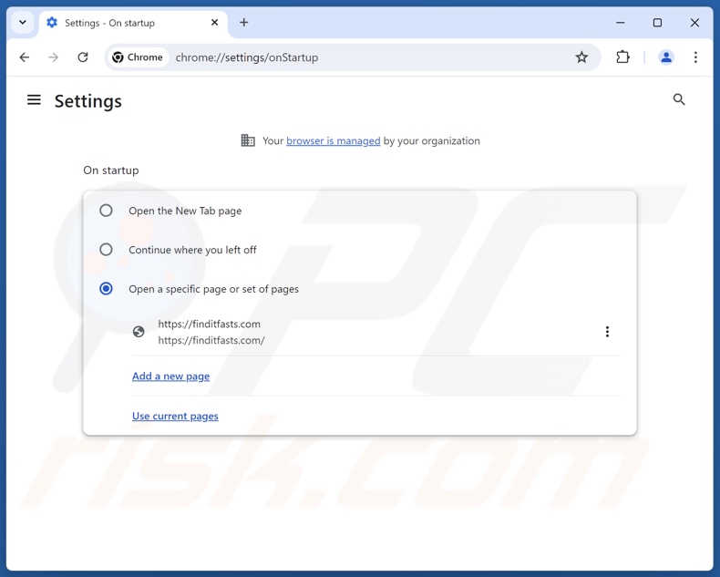 Finditfasts.com verwijderen uit de startpagina van Google Chrome