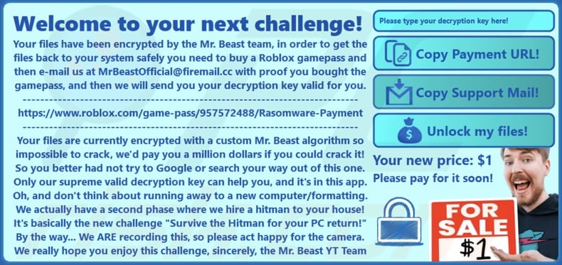 MrBeast ransomware pop-upbericht