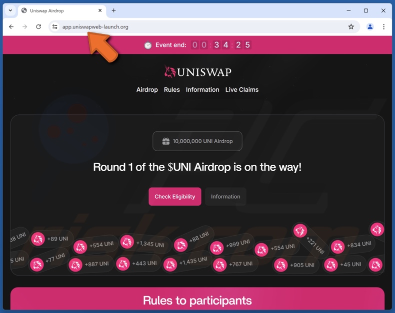 Uniswap ($UNI) Airdrop oplichterij