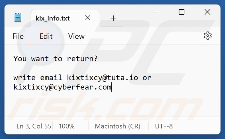 Kixtixcy ransomware tekstbestand (kix_info.txt)