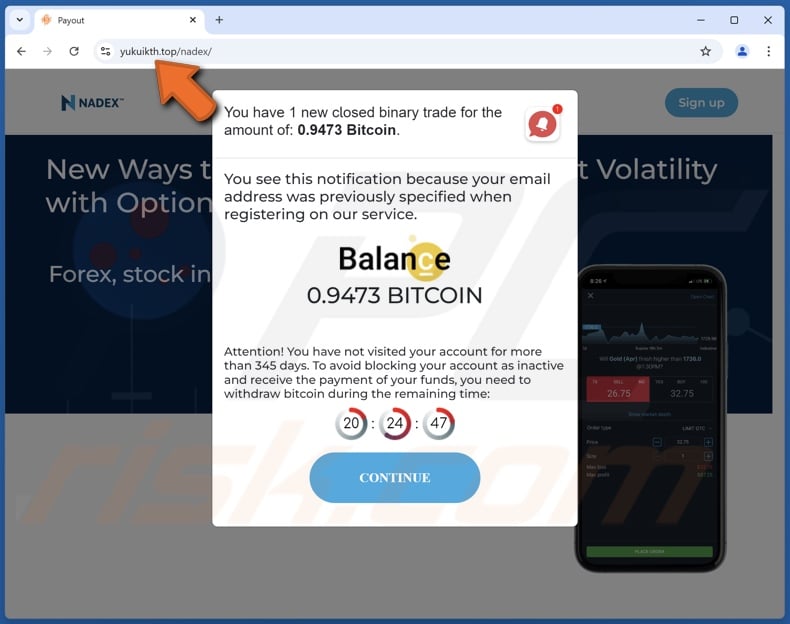 Nadex - Bitcoin Balance oplichterij