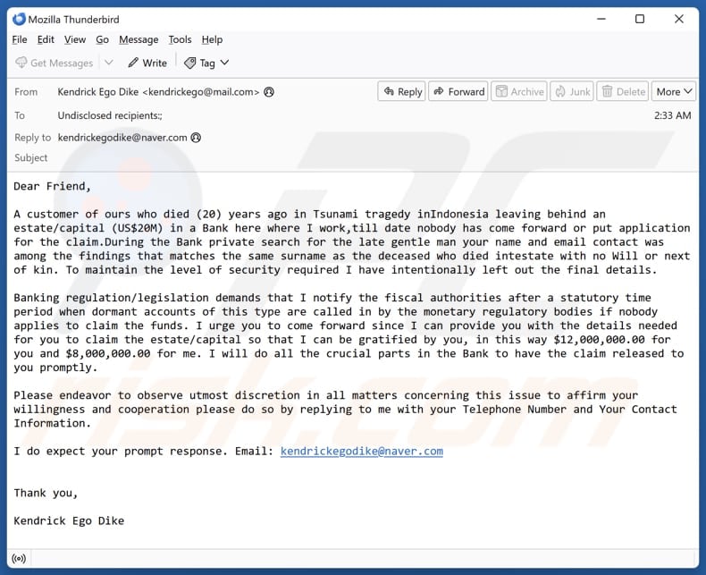 Apply To Claim Funds spam e-mailcampagne