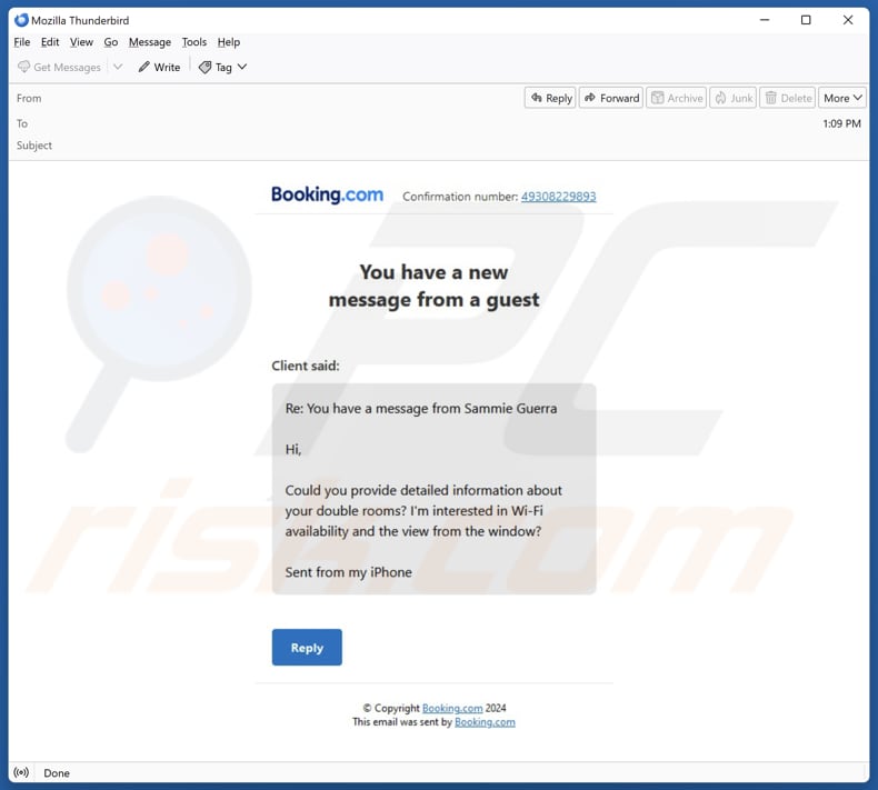 booking.com e-mailoplichting tweede variant