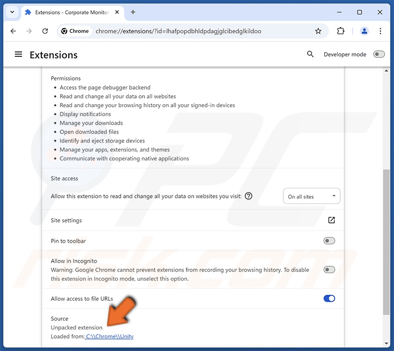 Corporate Monitoring Tool Details browserextensie