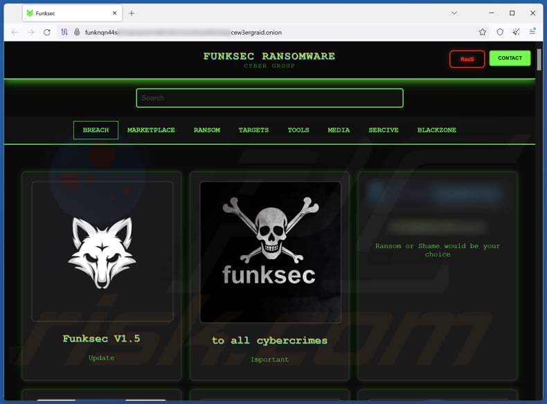 FunkLocker (FunkSec) ransomware website