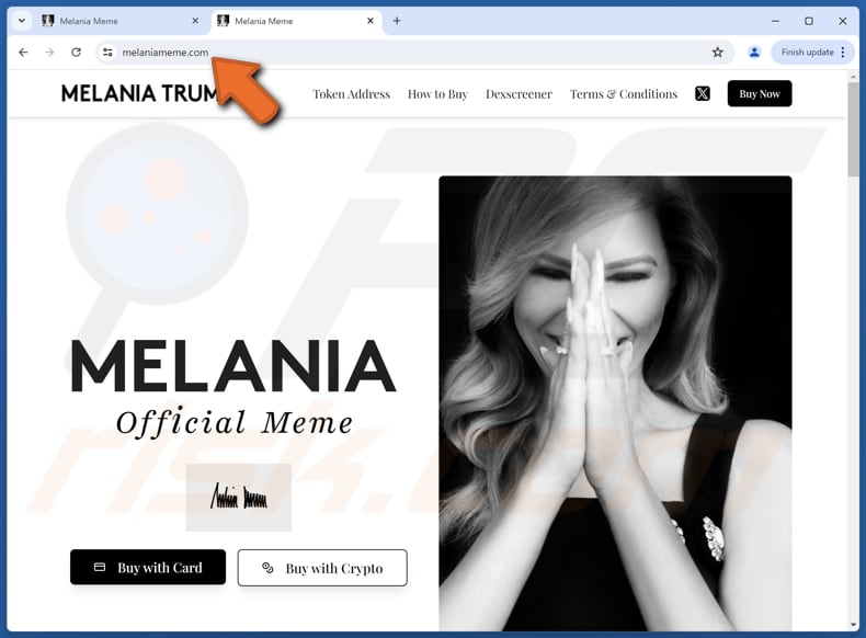 Melania Trump Meme Coin Echte zwendel site melaniameme.com