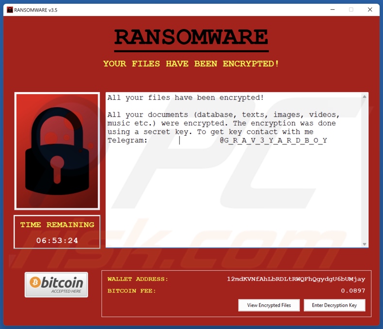 Purgatory ransomware losgeldbrief (pop-up)