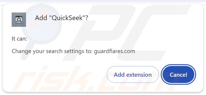 QuickSeek browser hijacker vragen om toestemming