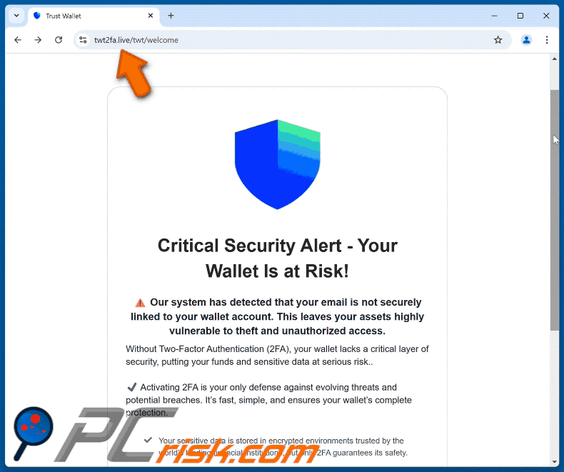Secure Your Trust Wallet Account E-mail scam phishing site