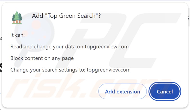 Top Green Search browser hijacker vragen om toestemming