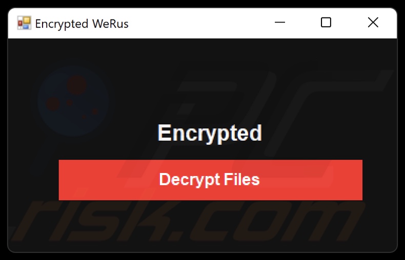 Nep decoderingstool weergegeven door WeRus ransomware na versleuteling