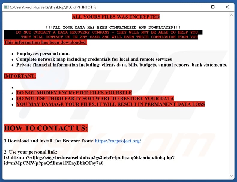 CmbLabs ransomware losgeldbrief (DECRYPT_INFO.hta)