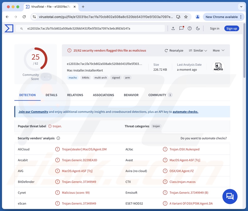 FlexibleFerret malware detecties op VirusTotal