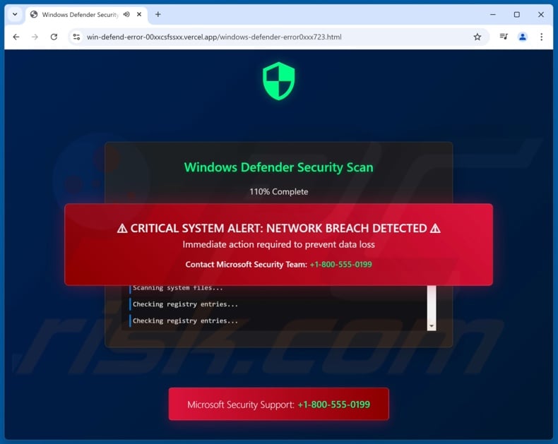 Windows Defender Security Scan oplichterij