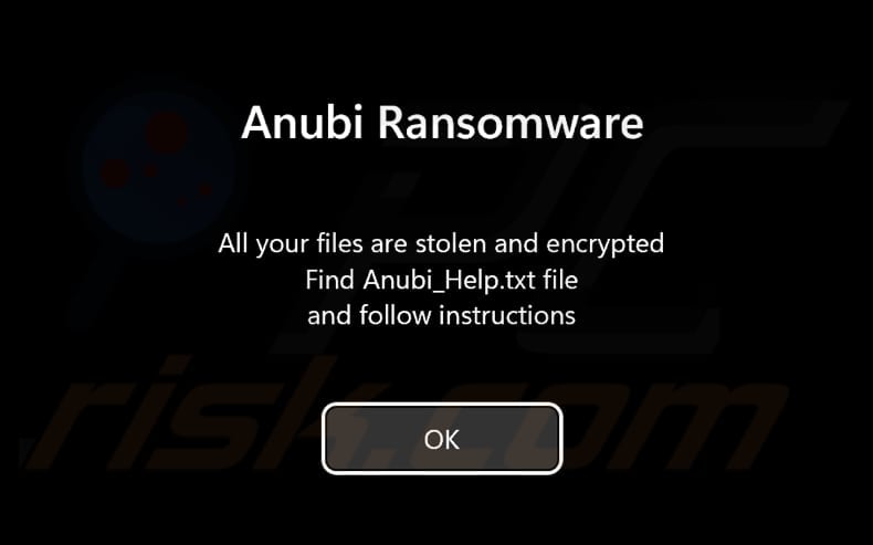 Anubi ransomware pre-login scherm