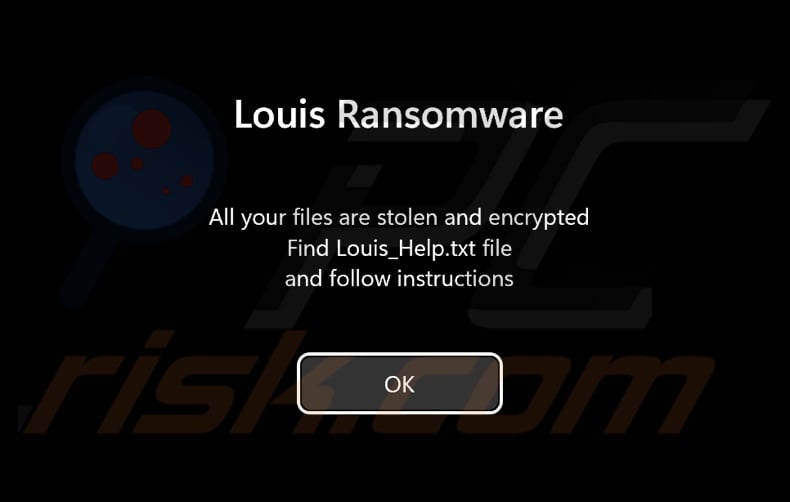 Louis ransomware pre-log-in scherm