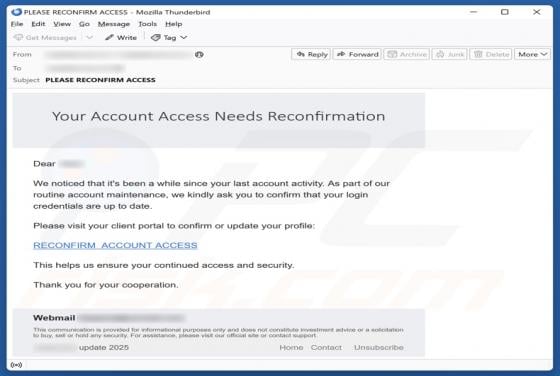 Your Account Access Needs Reconfirmation Email Zwendel