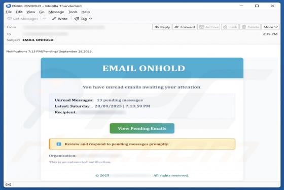 Email On Hold oplichting