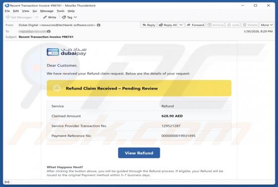 Oplichting per e-mail "Dubai Pay - Refund Claim"