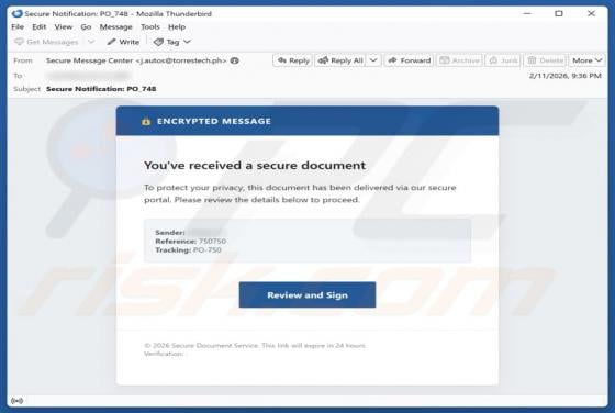 Oplichting per e-mail "You\'ve Received A Secure Document"