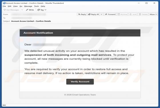 Oplichting per e-mail "Unusual Activity On Your Account"